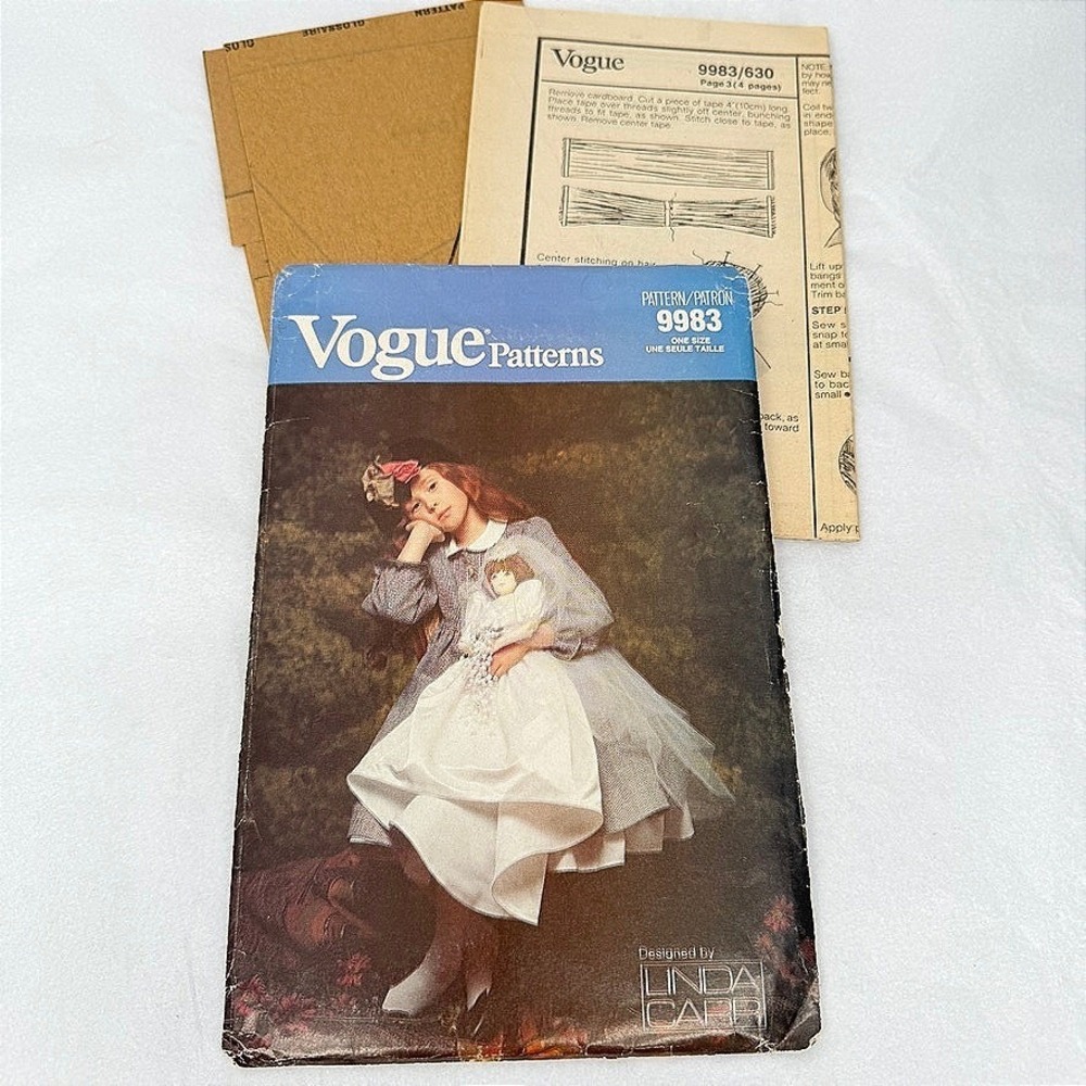 Vogue Patterns 9983 Bride DOLL 1987 Linda Carr Wedding Gown VTG Whimsical Sewing